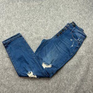 Judy Blue Boyfriend Fit Jeans Women's Size 5 / 27 Button Front Distressed Denim